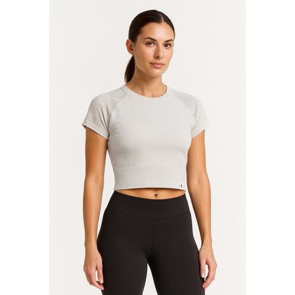 JoyLab Cream Cropped Workout Top XL - Picture 1 of 4